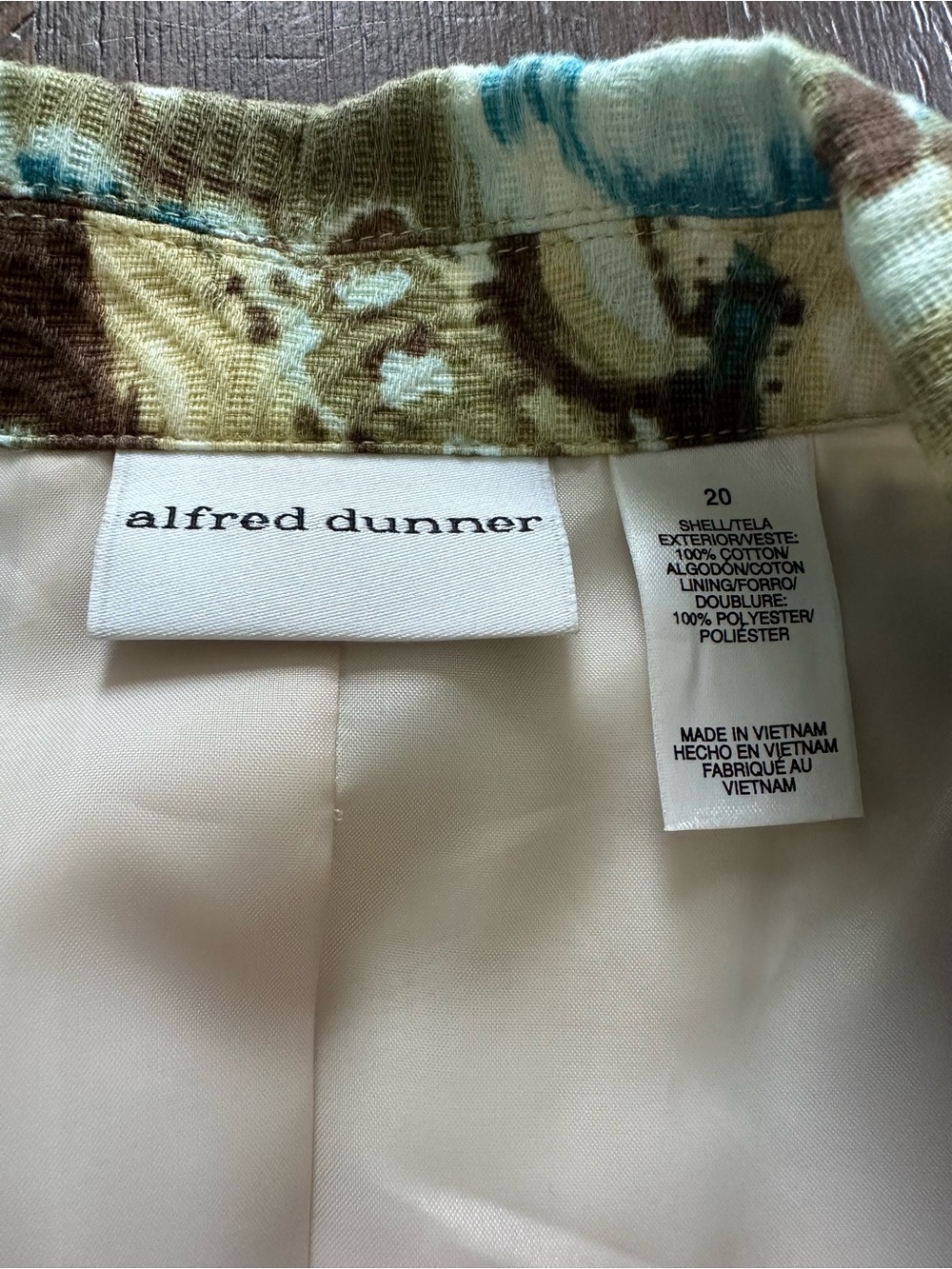 Alfred Dunner Plus Size Blue & Brown Paisley Blazer - Size 20 - Picture 5 of 6
